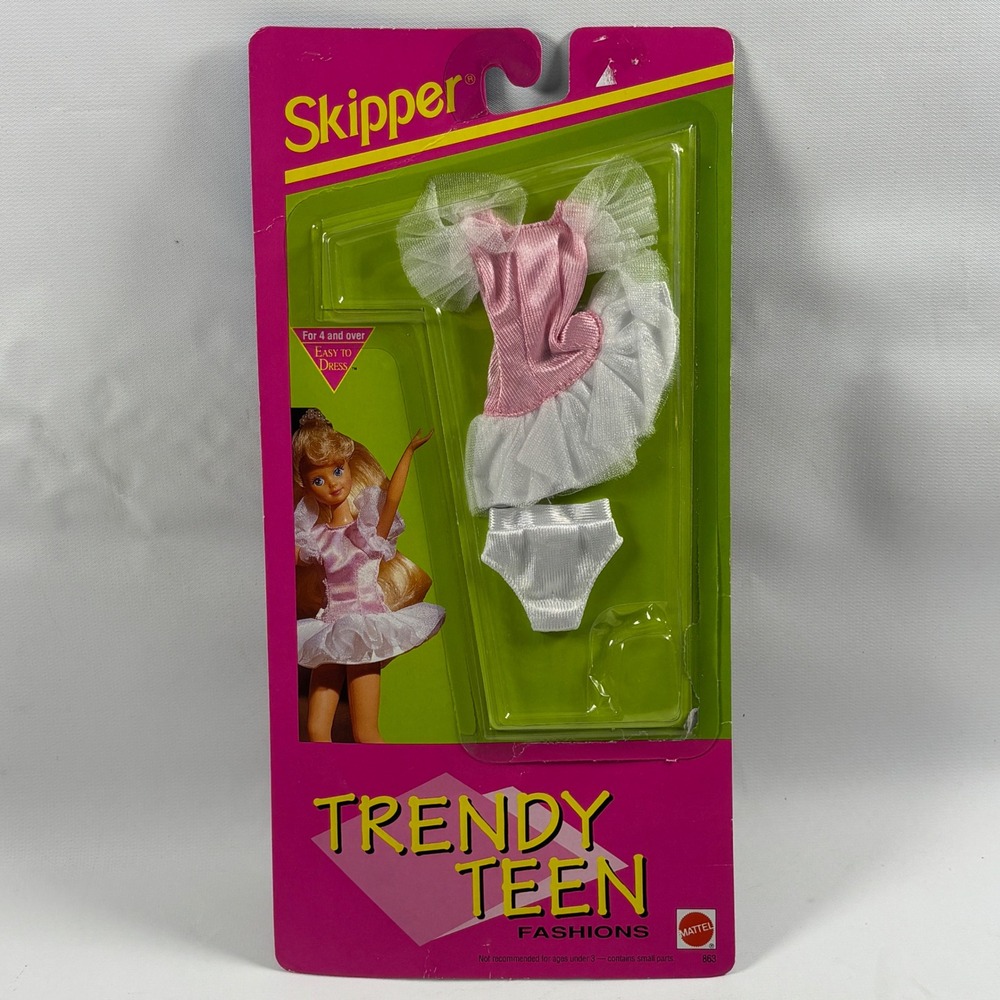 Vtg Skipper Trendy Teen Fashions Pink White Ballerina Outfit 1992 Missing Shoes